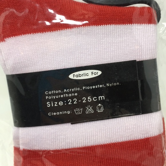 NWT MY SOCKS RED WHITE STRIPE KNEE HI - Picture 2 of 2
